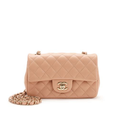 mini chanel bege|CHANEL Lambskin Quilted Mini Rectangular Pearl Crush Flap Light Beige .